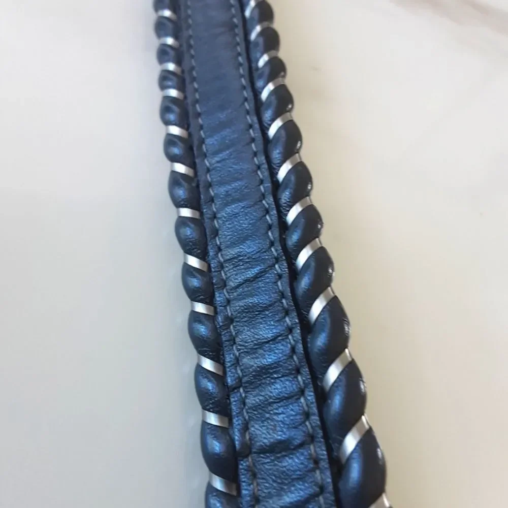 GENUINE LEATHER WESTERN BELT GRAY & SILVER SZ M
